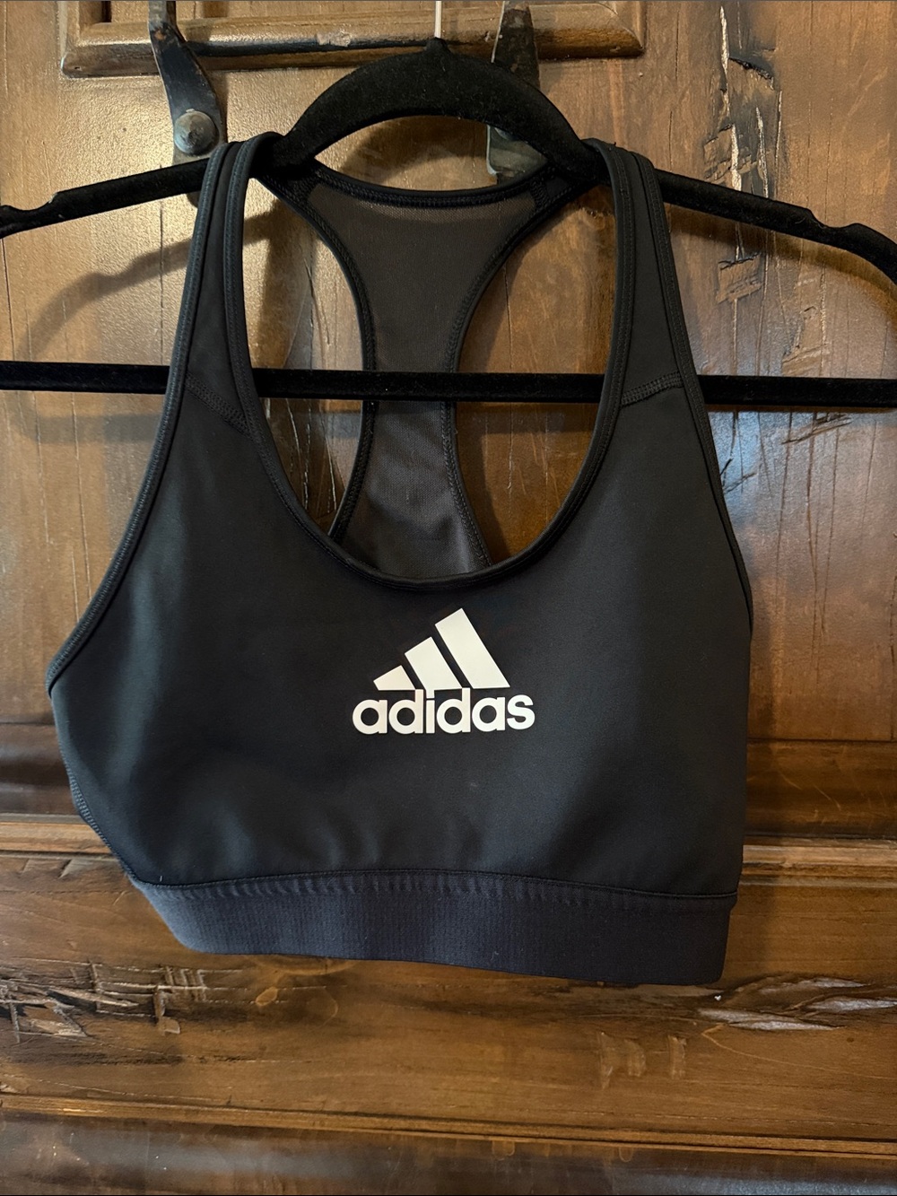 adidas Black Racerback Sports Bra with Subtle Logo